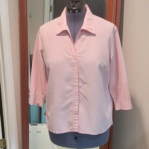 Pink Apparenza button up blouse with mid-length sleeve